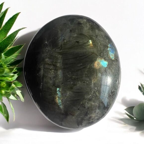Labradorite Crystal Round Palmstone (2)‎ - Picture 1 of 11